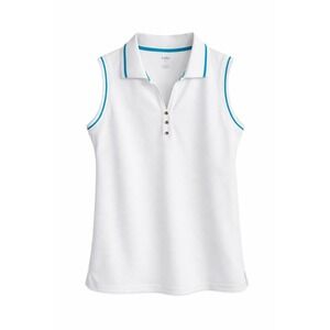 Rafaella Weekend Polo Top Women‎ M White Sleeveless Golf Stretch Casual